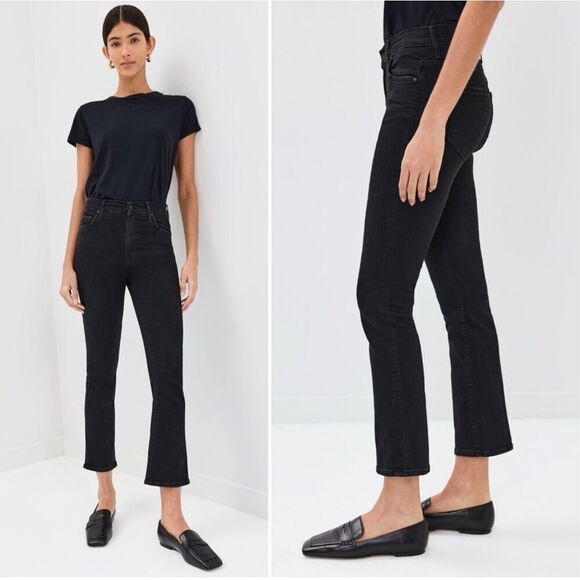 Mother Denim The Insider Crop Black Bootcut Flare Jeans in Not Guilty Size 24 - Picture 7 of 16
